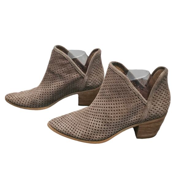 Lucky brand Tan Perforated Suede Ankle Booties Women's Size‎ 8.5 - Picture 2 of 8